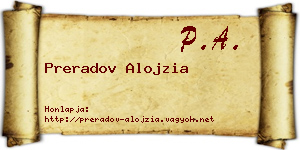 Preradov Alojzia névjegykártya